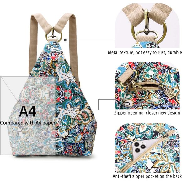 Women Blue Polyester Light and Small Bohemia Style Casual Backpack main image 12